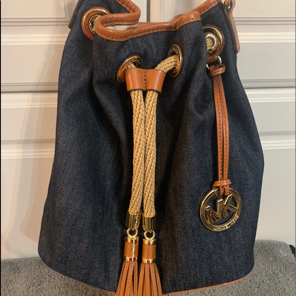 Michael Kors denim bucket bag
